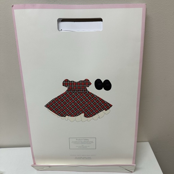 Pottery Barn Kids Doll Holiday Outfit Red Tartan Plaid Dress & Shoes NEW - Picture 6 of 9